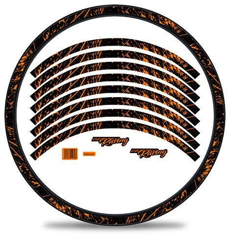 Finest Folia 16-teiliges Set Felgenrandaufkleber Sticker für Fahrrad Felgen im Racing Design Komplett Set für 27 29 für Rennrad Mountainbike MTB Laufrad RX024 (Neon Orange, Glanz)