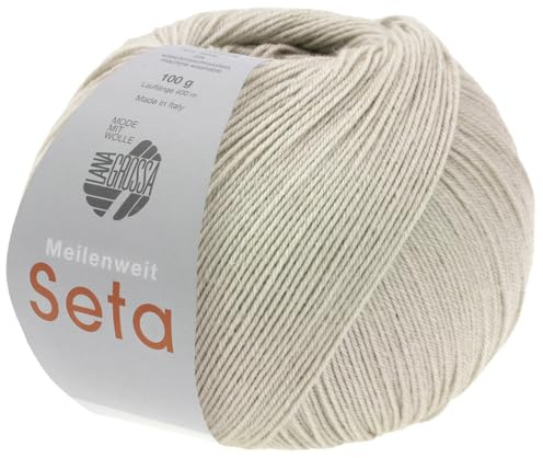 LANA GROSSA Meilenweit Seta, filato per calze con percentuale di seta, lavabile in lavatrice, 55% lana vergine (merino), poliammide e seta, 100 g di lana per lavorare a maglia e uncinetto, 400 m di