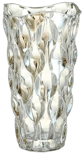 CEMABT 9.5inch 3.4 lb Glass Vases for Flowers Unbreakable Thickened Morden vase for Tables Centerpieces,Colorful,Vintage and Clear Rose Large Flower vases for Bouquet Unique Gifts(Champagne)