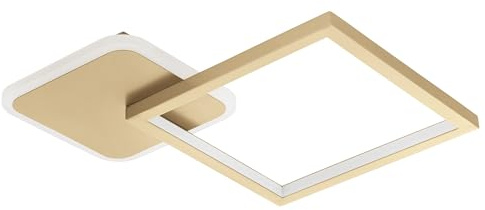 EGLO LED Deckenlampe Gafares, dimmbare Deckenleuchte mit Fernbedienung, quadratische Wohnzimmerlampe aus Aluminium und Stahl in weiß und gold, Lampe Decke warmweiß-kaltweiß