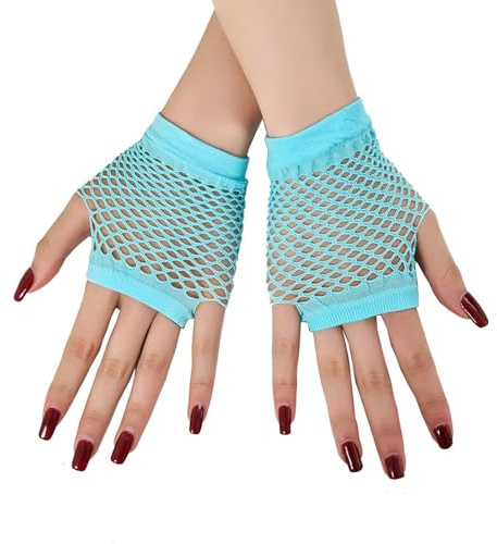 Lansonee 1 Pair Fishnet Gloves Fishnet Gloves Party Dress Skirt for Women and Girls-Sky Blue