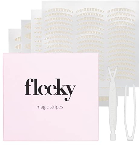 fleeky Magic Stripes – ögonlocksränder för glidande lock-lyftning utan OP, osynlig ögonlockstramande tejp, dubbel slip-on-dekal för laminering (bearbetad) (mix)