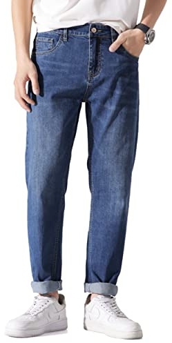 ziilay Jeans män lätta sommarjeans långa tunt lätt tyg kontor lång affärsliv fritid, 1213a mörkblå, 32W x 31L