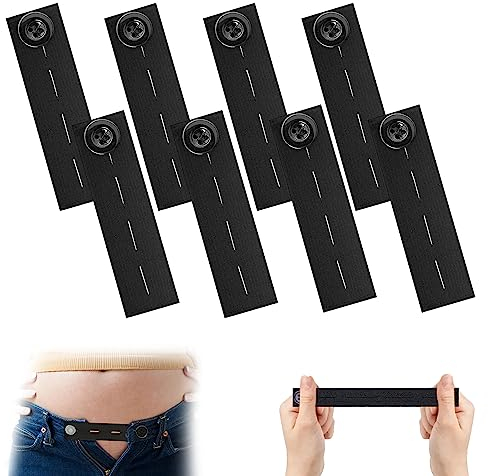 8 Stück Elastische Hosenbunderweiterung,Hosenerweiterung Schwangerschaft Einstellbar Knopfverlängerung Bund-Expanders Knopfverlängerung für Hosen Jeans Suit Pregnancy Trousers für Damen und Herren