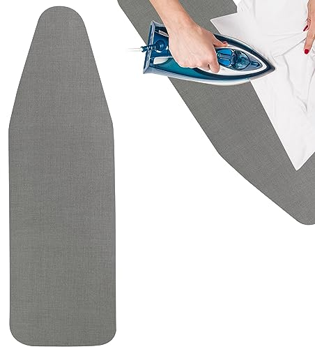 Housse de table à repasser, pour repassage rapide et facile, 120 x 49 cm, en coton, universelle, avec cordon de serrage, convient pour centrale à vapeur, fleurs (gris)