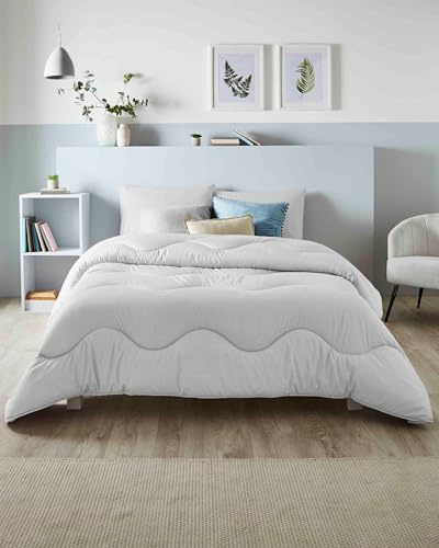 Night Lark Colección Coverless Duvet Linen – Edredón sin funda Super King con fibra Smartfil avanzada, lavable a máquina, hipoalergénico – Gris nube, tamaño Super King