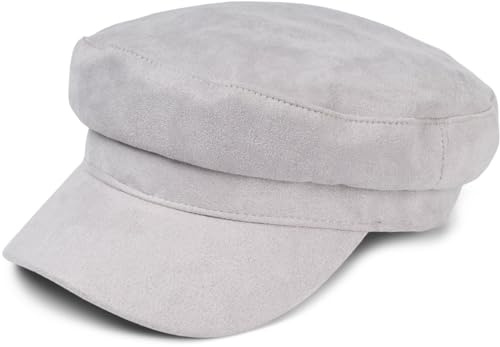 styleBREAKER Gorra Globo de Mujer con Aspecto de Ante Suave, Gorra de Visera, Gorra Bakerboy, Gorra Newsboy 04023091, Color:Gris-Claro