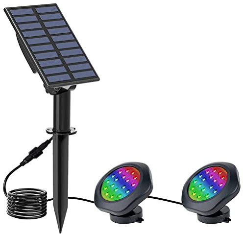 Garosa Luces de Estanque con Energía Solar, Luces LED Sumergibles para Tanque de Acuario, Jardín, Fuente de Piscina, Modos de Iluminación RGB Brillantes, Duraderas e Impermeables, Fácil