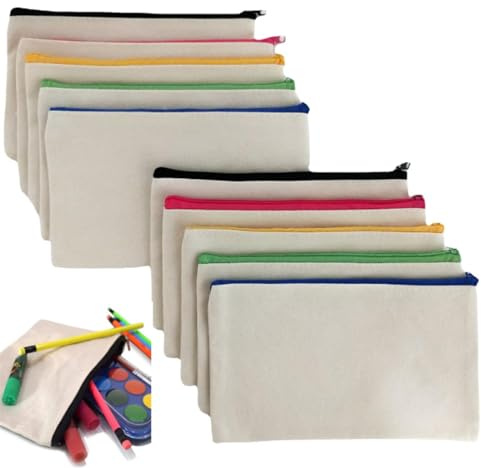 Eruceky 10 st DIY tomt canvasfodral, tygförvaringsfodral, tygförvaring, tygfodral, canvasväskor, tygficka lämplig för kosmetika smycken, Färg, hantverk