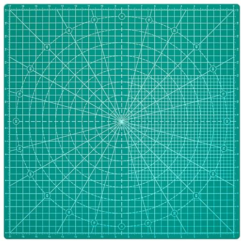 Cinnvoice 45,7 x 45,7 cm rotierende Schneidematte 43,2 cm Raster, grün, selbstheilend, um 360° drehbar, quadratisch, rotierende Schneidematte mit rutschfester Unterseite zum Quilten, Stoffschneiden