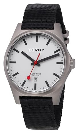 BERNY Titan-Uhr Automatikuhr für Männer Klassische mechanische Armbanduhr Canvas-Armband 10ATM Wasserdicht Saphir-Linse leuchtende Herren-Alltags-Schmuckuhren