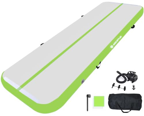 MEKETUM Air Track Tappetino Ginnastica Artistica 2 3 4 5 6 Metri 10/20CM Spessore Materasso Ginnastica da Casa/Yoga/Formazione/Cheerleading/Divertimento Acqua con Pompa (Verde oliva, 200*100*10cm)