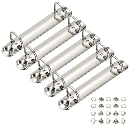 PATIKIL B7 2 Hole Ring Binder Mechanisms, 5 Set 0.63 D Ring Replacement Binder Planner Loose Leaf Binding Spines for Organizers DIY Fill Paper Storage Folder Accessories, 20mm Silver Tone
