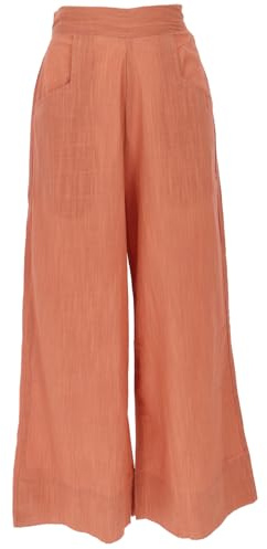 GURU SHOP Boho bomullsbyxor med hög midja, bekväma marlenebyxor – naturvita, damer, Siena, 40