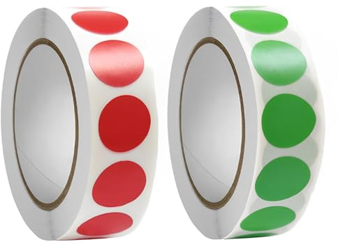 Runde Aufkleber (2000 Stück), 13mm Runde Aufkleber, Rot*1000+Grün*1000, Punktaufkleber für DIY, Für farbkodierungsetikett für Büro, Geschäft, Zuhause, Klassenzimmer