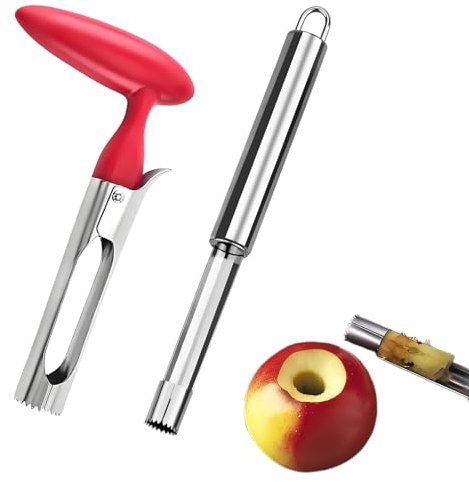 2 Stück Apfelentkerner Set, Apfelausstecher für Äpfel Birnen, Apfelkernausstecher Durchmesser 1.4/2.5cm Mehrere Größen, Geeignet für Viele Früchte