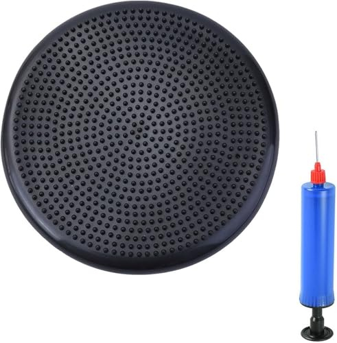 Coussin D'équilibre,Coussin Gonflable,Coussin D'assise Ballon avec Pompe,Coussins de Stabilité 33cm,Disque D'équilibre,pour Le Yoga,pour Core Training,Fitness,Entraînement d’agilité,Gymnastique,Noir