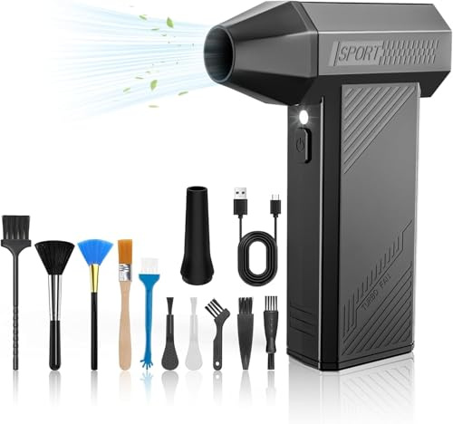 MJY 180000 giri/min 85M/S, ventola di polvere elettrica ad aria compressa, 7600 mAh, batteria a 4 marce, regolabile, con lanterna a LED per aspirapolvere auto, set di pulizia
