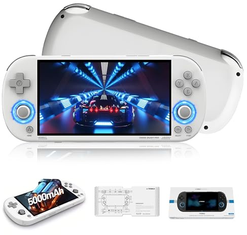 Trimui Smart Pro Consola portátil Retro,12676 Juegos,26 emuladores,Consola de Juegos Retro,Pantalla IPS de 4,96 Pulgadas,Consola de Videojuegos,Sistema Linux,emulador portátil de 5000mAh (Blanco 64G)