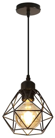 Comely Industrie Pendelleuchte Schwarz E27 Vintage Hängelampe Metall Deckenlampe Höhenverstellbar für Esszimmer Küche Wohnzimmer