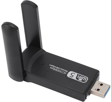 SUNGOOYUE Adaptador WiFi USB3.0 de Doble Banda de 1300 Mbps con Dos Antenas de Alta Ganancia de 5 DBi para PC de Escritorio, Adaptador Inalámbrico WiFi para Uso en la Oficina en el Hogar