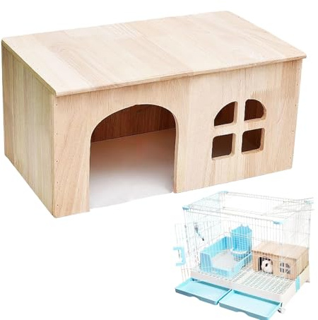 Générique Maison de Lapin pour l'Intérieur | Château en Bois avec Une Fenêtre Et Une Porte,Hutte de Lapin Ventilée,pour Repos, Jeu Et Sommeil des Furets, Hamsters, Gerbilles, Chinchillas Et Hérissons