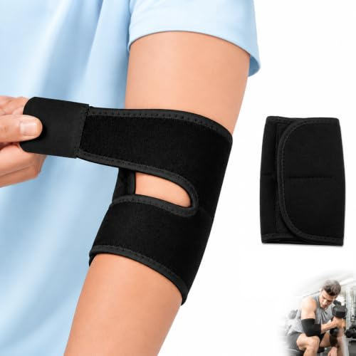 Codera ajustable transpirable negra con velcro, órtesis de codo para epicondilitis, tendinitis, molestias articulares, deporte, uso diario, descanso nocturno y prevención