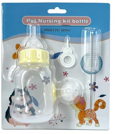 Biberón de leche para gatitos, botella de silicona reemplazable de 120 ml | con escala transparente, mini tetina para gatitos, cachorros, conejos, animales pequeños, herramienta de alimentación para