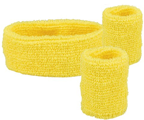 Boland - Cintas para el sudor, 1 cinta para la cabeza y 2 muñequeras, talla única, deporte, accesorio, años 80, chándal, tenista, disfraz, fiesta temática, carnaval