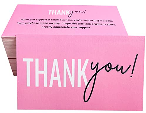 RXBC2011 Thank You for your support Cards Handwritten Lettering Design Thank you small business Card 2x3.5 Inch Pack of 100