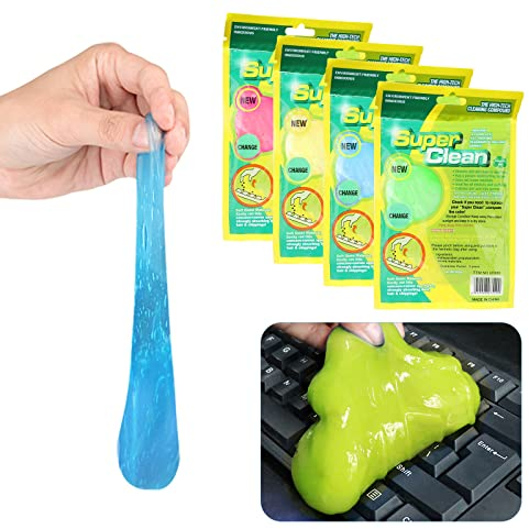 4 stycken tangentbord rengöring tangentbordsrengörare, bilrengöringsgel, används för tangentbordsrengöring, rengöring av elektroniska produkter, rengöring av billuckor utan speciell lukt