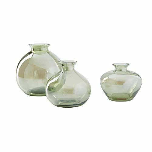 Loberon Vase 3er Set Caleb, Verschiedene Größen, Klassische Optik, fein getönt, Blumenvase, Wohn-Accessoires, Wohndekoration, Glas, grün