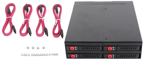 Annadue 4 Bay HDD Cage, Four-Drive Enclosure, Chassis 5.25in Drive Trays, SATA Internal Hard Drive Cage Compatible with 9.5mm/12.5mm Thick Bottom Hard Drives and SSDs.