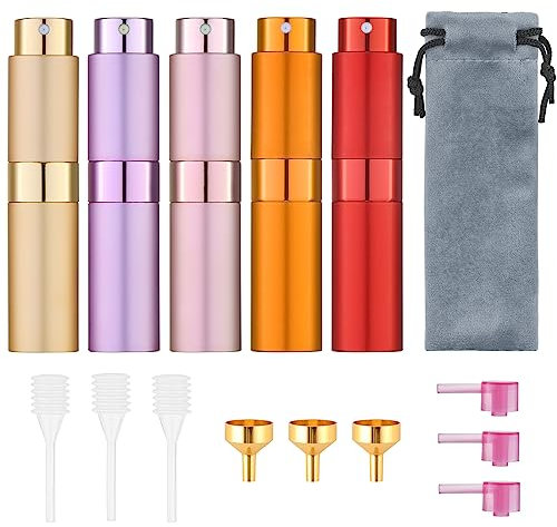 Wuiil Tekson 8 ml Travel Perfume Atomizer Refillable, Mini Cologne Spray Bottle Empty, Small Aftershave Portable Sprayer for Liquid Dispenser