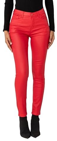 Nina Carter LC001 - Pantalones de mujer de cintura alta con aspecto de cuero elástico efecto Push-Up, L Slim