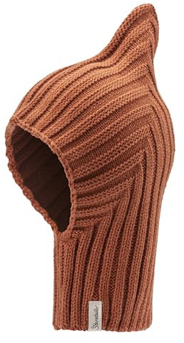 Sterntaler Strickmütze mit Rippstrickmuster diagonal - Unisex Schalmütze mit Zipfel - Warme Schlupfmütze - Winter Kindermütze - lehmbraun, 51