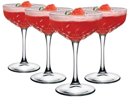 Pasabahce Set of 4 Champagne Cups in Glass, 27 cl Transparent Table Decoration