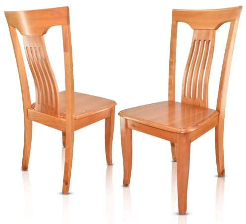 VAKON SALON - Esszimmerstühle 2er Set aus Kirschbaumholz, Holzstuhl, Küchenstuhl aus Massivholz bis 150 kg - Design 802 - Naturholz