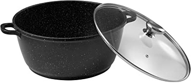 Pradel Excellence - PCUI001013 - Faitout Ø32 cm avec Couvercle Verre - Fonte d’Aluminium - Revêtement Antiadhésif façon pierre - Protèges Poignées Amovibles - Tous Feux, Four et Lave-Vaisselle