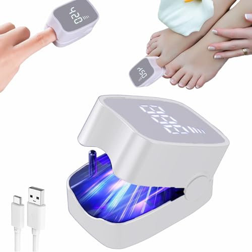 Dispositivo Tratamiento Hongos Uñas con números LED, Limpieza y Reparación Hongos Las Uñas Los Pies,Portátil Recargable Uso Doméstico para Uñas y Pies (Blanco)