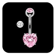 AceFun Corazón Piercing ombligo titanio 10mm 1 pieza 14G titanio ombligo Piercing joyería rosa circonio cúbico lindo corazón en forma Bananabells para las mujeres