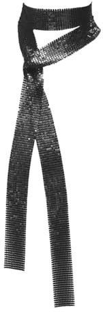Gsyziux Cravatta con paillettes per donne e ragazze, cravatta sottile da donna glitterata per feste, balli, matrimoni, cosplay, nero, 1.57 X 63