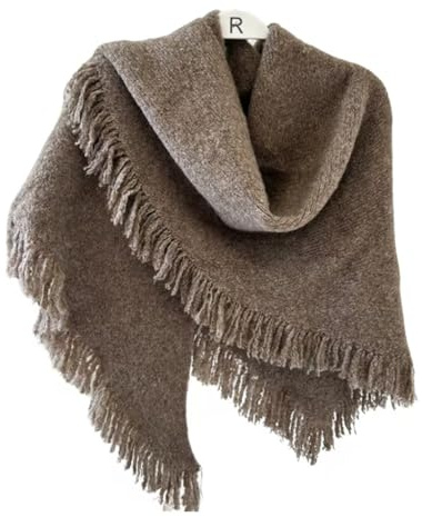 Mounteps Knitted Triangle Shawl for Women - Soft Warm Winter Wrap, Large Blanket Scarf, Cozy Shawl for Daily & Evening Wear (Coffee)
