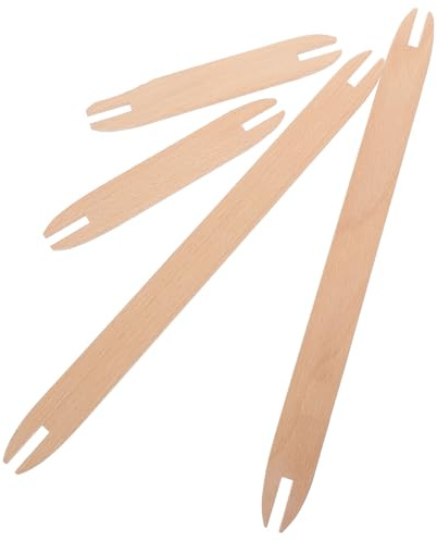 iplusmile 4 Pièces Navette de Tissage en Bois Beige pour DIY, Outil de Couture Domestique Surface Lisse et Prise Facile, pour Tricoter Pulls et Écharpes