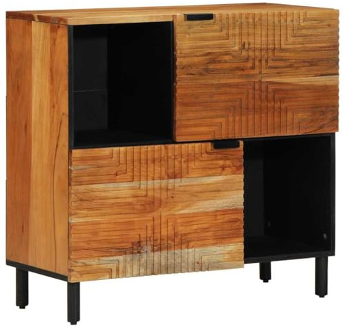 Mangloder Skänk med hylla av massivt trä mangobrun, 80 x 33 x 75 cm, 2 dörrar, förvaringsutrymme för vardagsrum, matsal, hemmabio, lämplig byrå för TV-bräda och TV-skåp