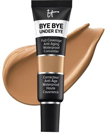 IT Cosmetics Bye Bye Under Eye Concealer, 12 ml, Hochpigmentiert, Hautglättend und feuchtigkeitsspendend, Für ein natürliches Finish, Wasserfest und nicht krümelnd, Farbton Deep Tan 40.0
