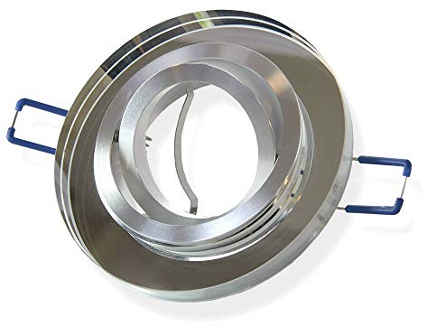 6x GU10 Einbaurahmen Set aus Glas schwenkbar - geeignet für LED und Halogen-Leuchtmittel - eleganter Look in gläserner Optik mit transparenter Oberfläche, hochwertige Verarbeitung | rund - transparent