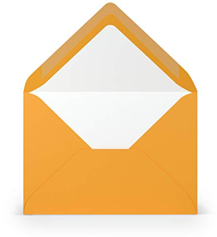 PAPERADO 50 Briefumschläge Ocker gerippt Orange - 100 g/m² Kuvert Ohne Fenster 11,4 x 16,2 cm - Umschläge mit Nassklebung spitze Klappe