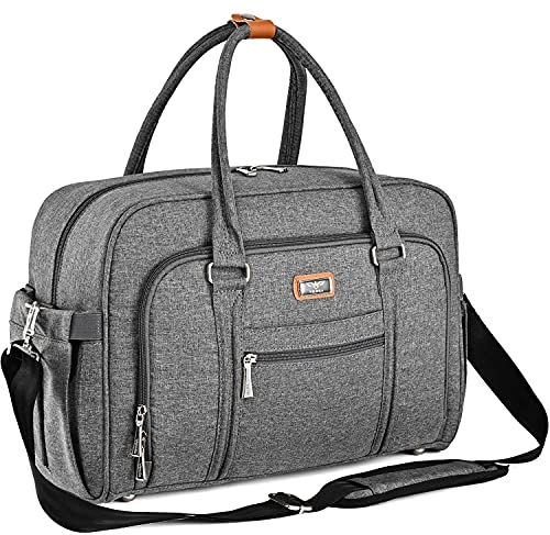 WELAVILA Wickeltasche, Wickeltaschen für Mama und Papa, mit Wickelauflage und isolierten Taschen, umwandelbare Reisetasche Messenger, Dunkelgrau
