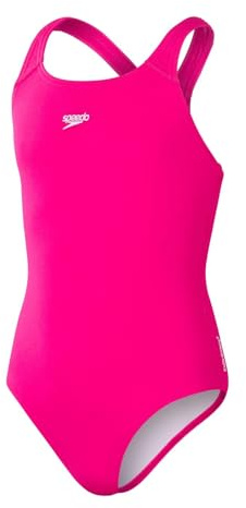Speedo Bambina Costume da Bagno Eco Endurance+ Medalist | Resistenza al Cloro | Tessuto Riciclato | vestibilità Comoda | Lezioni di Nuoto | Nuoto e Vacanze Electric Pink 5-6